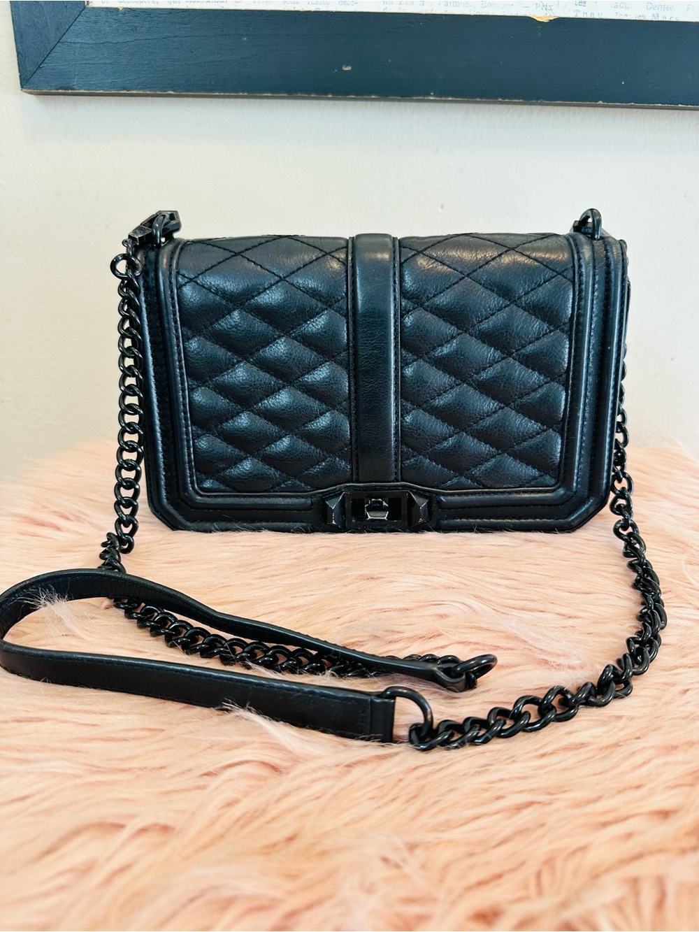 Rebecca Minkoff Black Quilted Chain Crossbody Bag